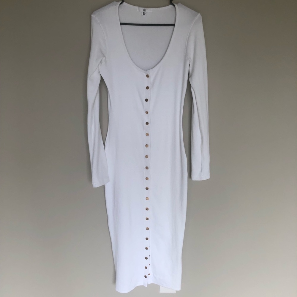 Missguided White Ribbed Dress | US 8